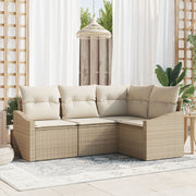 Tuinbankenset poly rattan beige 4 personen