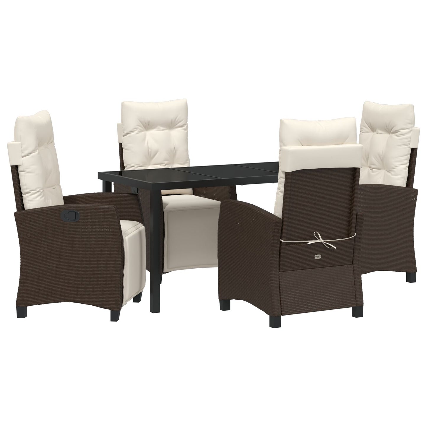 5-Delige Tuin Eetset Bruin Poly Rattan