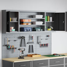 6-Delige Toolkast En Pegboard Set Wandgemonteerd Zwart Metaal