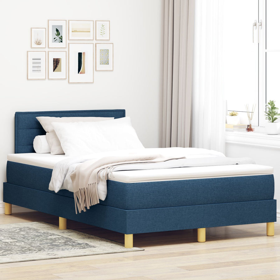 Boxspringbed Met Matras Stof Blauw 120 x 200 cm Lijnenontwerp