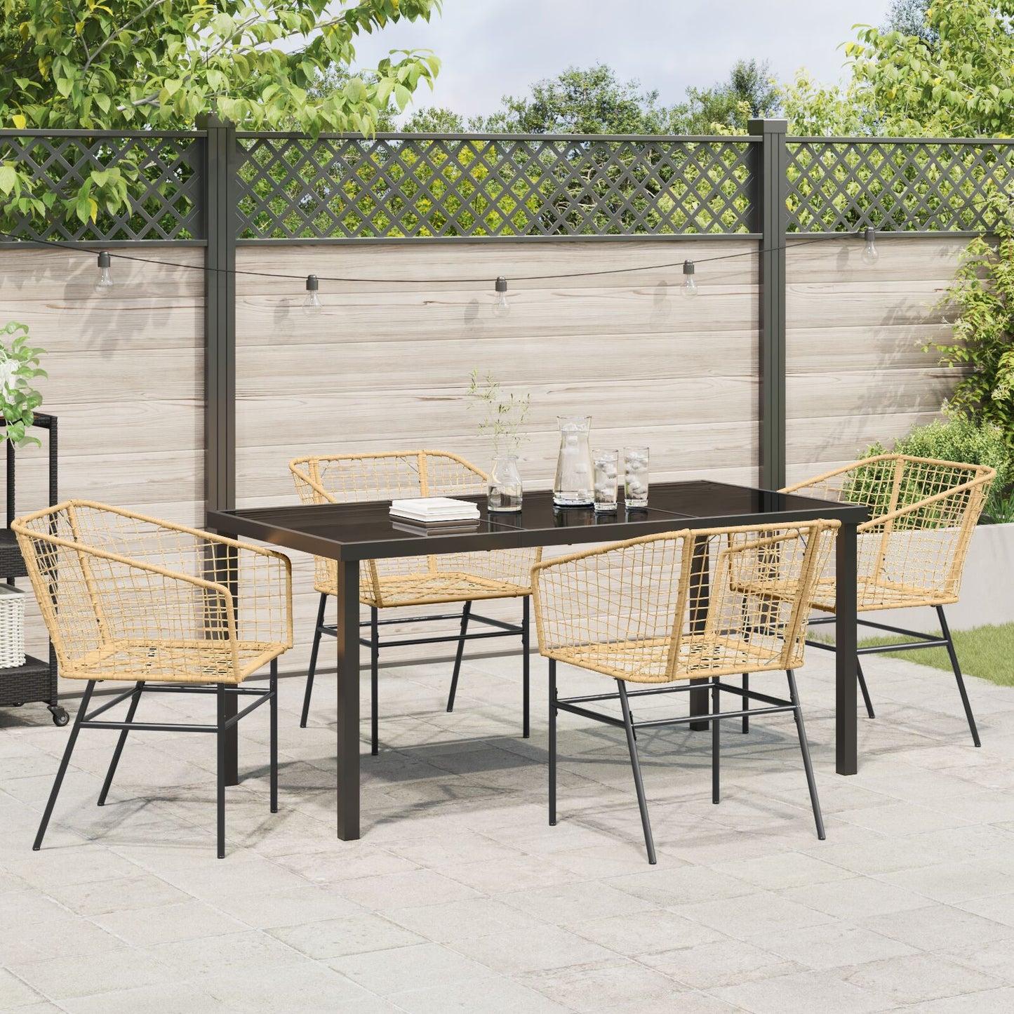 5-Delige Tuin Eetset Bruin Poly Rattan