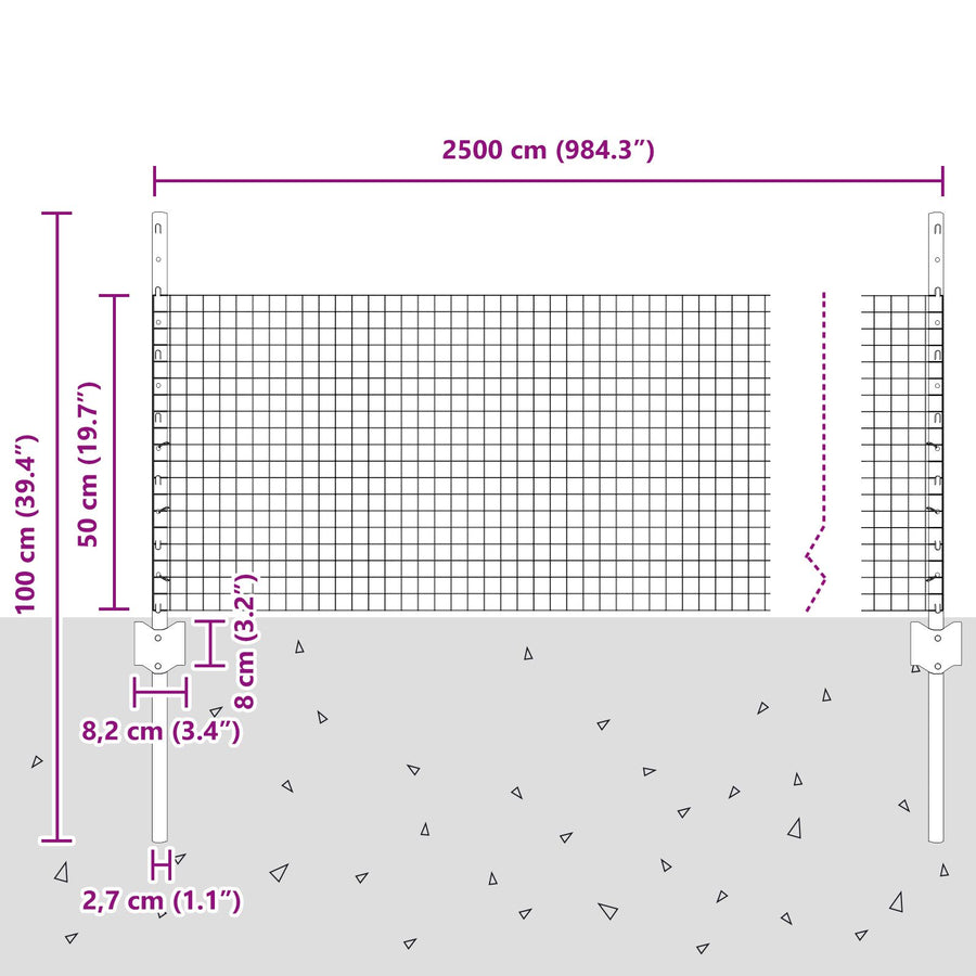 Tuinhek Set Set Van 2 Gegalvaniseerd Staal 25 X 0.5 M Duurzaam