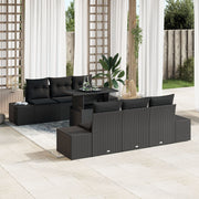 Loungeset poly rattan 7-delig zwart