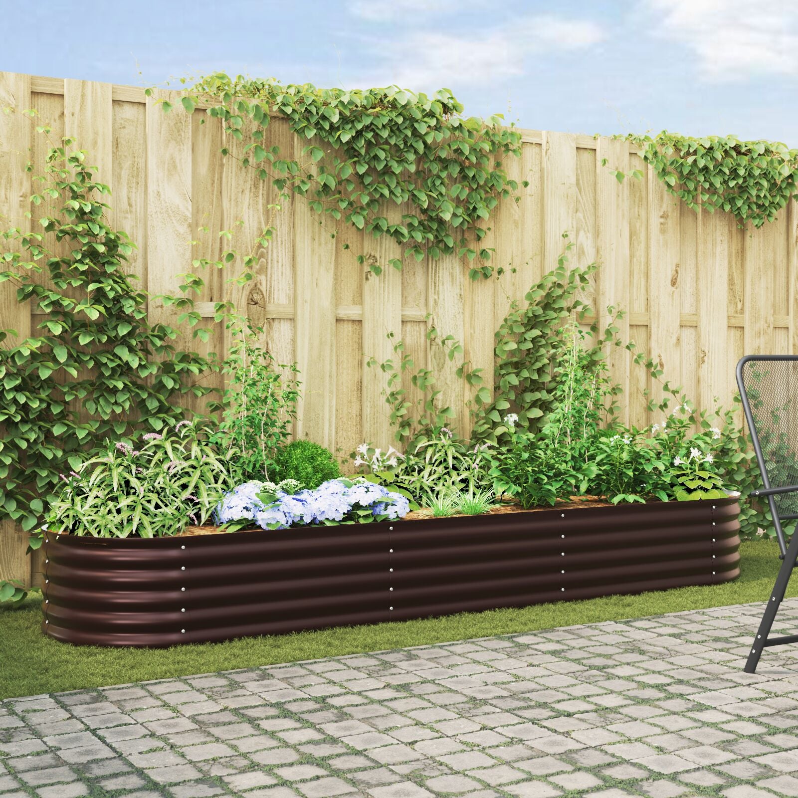 Tuin Verhoogd Bed Gegalvaniseerd Staal 320 x 80 x 44 cm Bruin