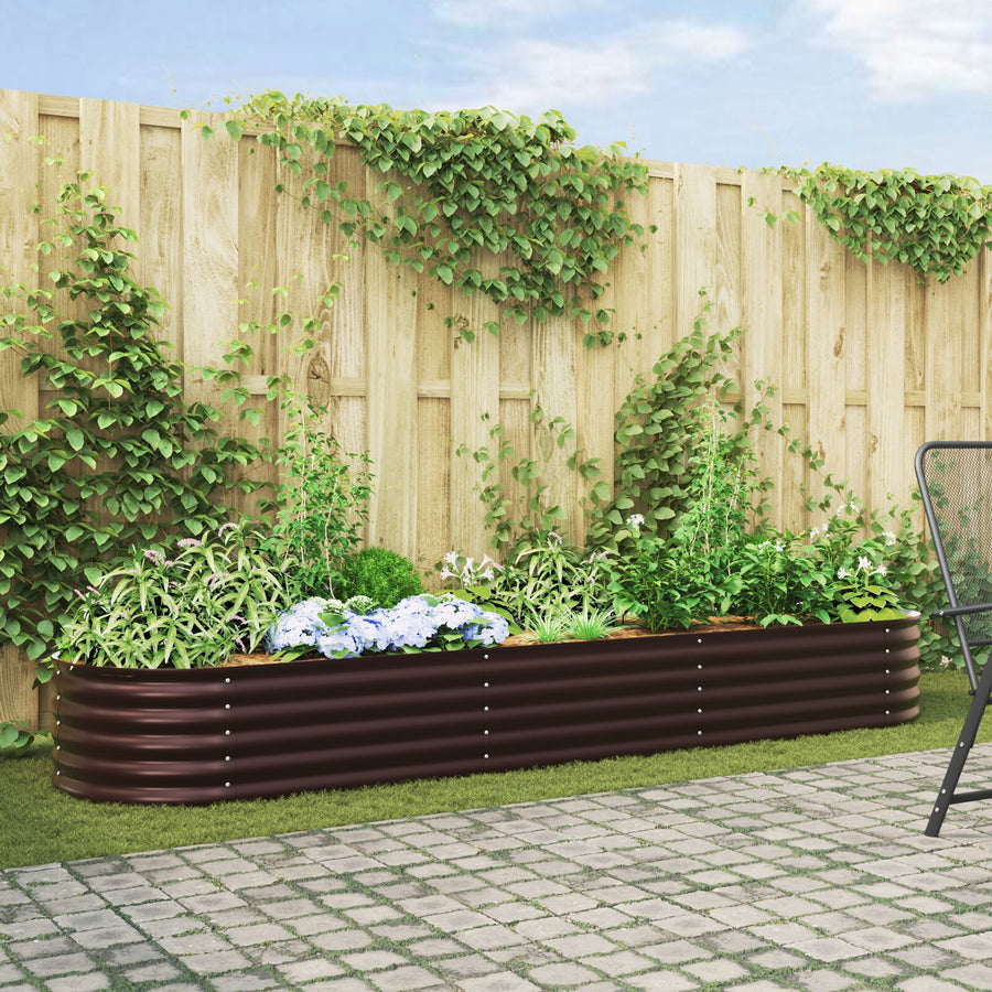 Tuin Verhoogd Bed Gegalvaniseerd Staal 320 x 80 x 44 cm Bruin