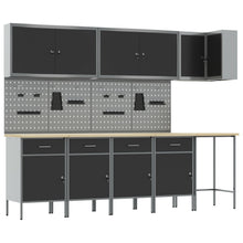 12-Delige Werkmeubel En Pegboard Set Mdf En Metaal 4x (84 cm) Zwart Tafel + 7x kast + 4x pegboard
