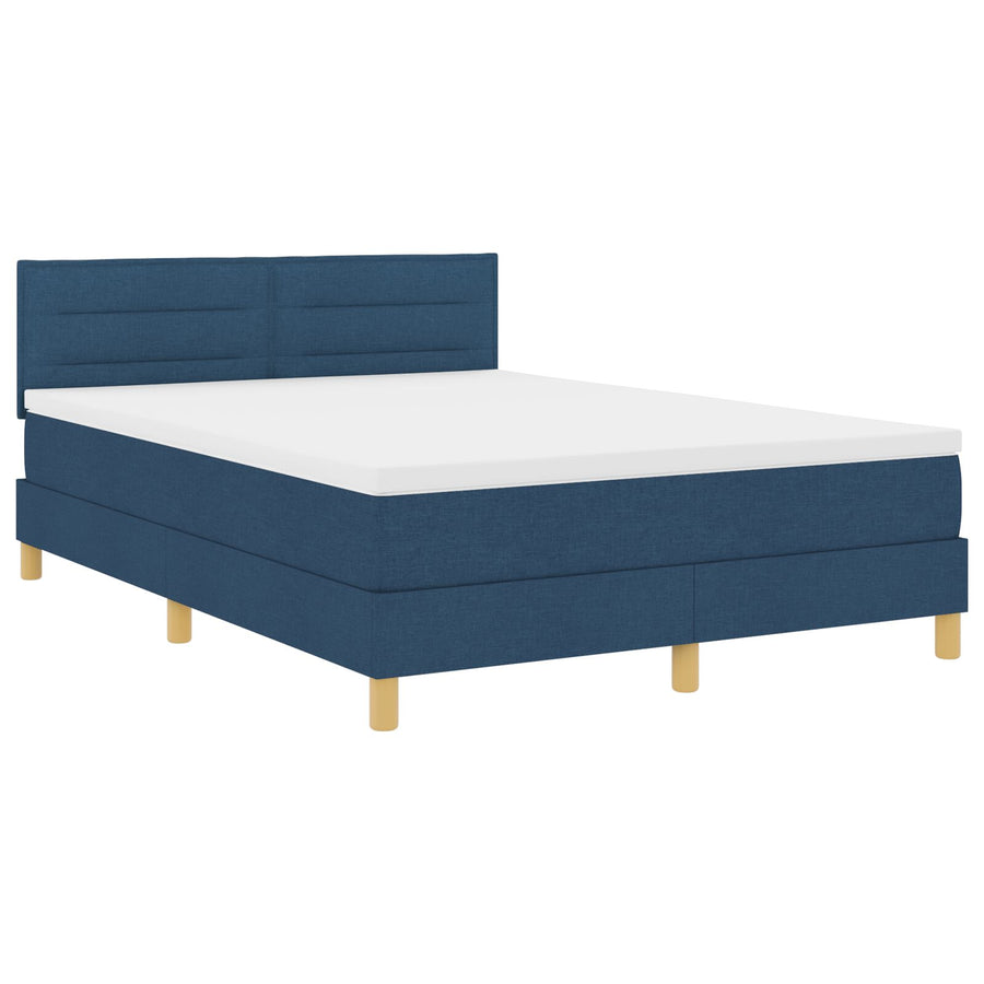 Boxspringbed Met Matras Stof Blauw 140 x 200 cm Lijnen ontwerp