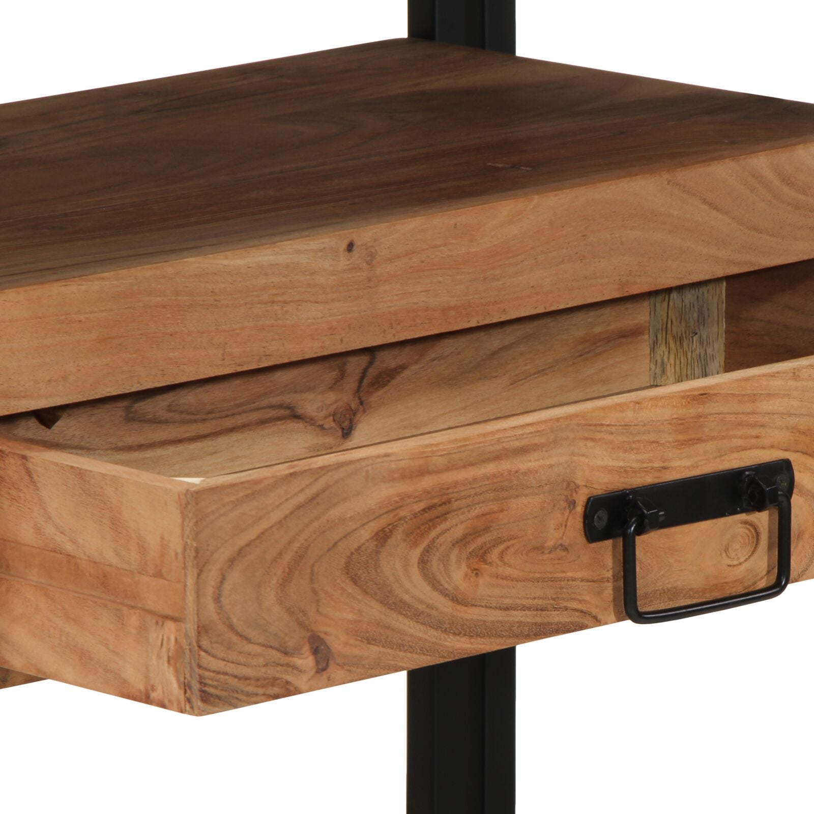 Bijzettafels Zwart En Metaal 120 x 33 x 75 cm Massief acaciahout