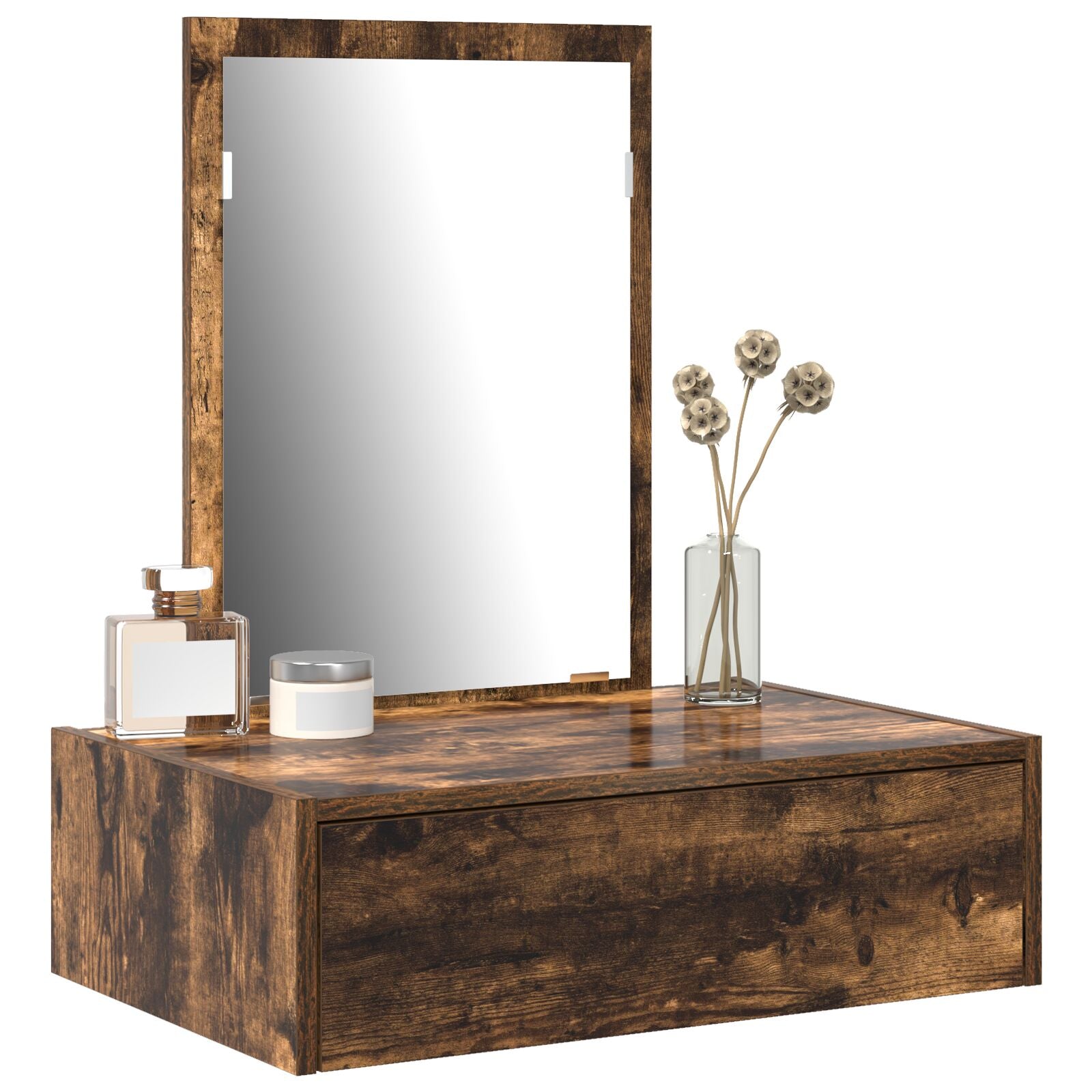 Wandkaptafel 60 x 40 x 70 cm Gerookt eiken zonder LED