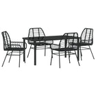 Tuinset polyrattan 5-delig zwart