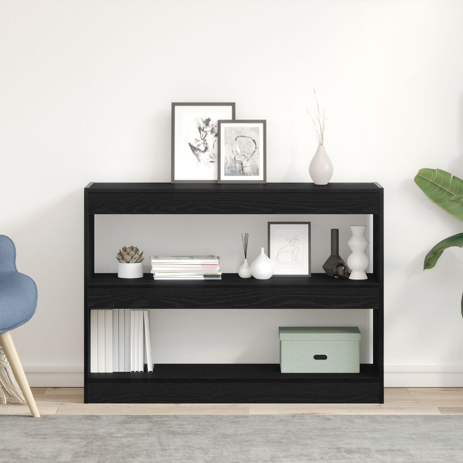 Boekenkast/Kamerdivider Zwart Eiken 100X30X72 Cm Bewerkt Hout