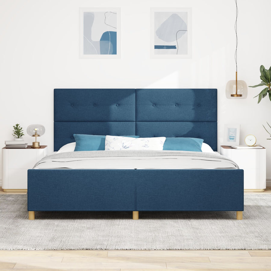 Bedframe Blauw 200X200 Cm Stoffering Crème