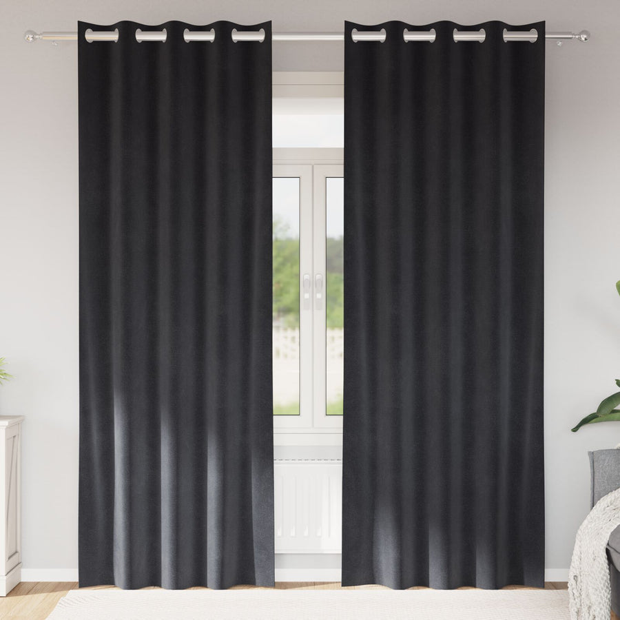 Zwarte Zwarte Gordijnen 2 Stuks Donkergrijze Fluwelen Donkergrijs 140 x 260 cm met oogjes