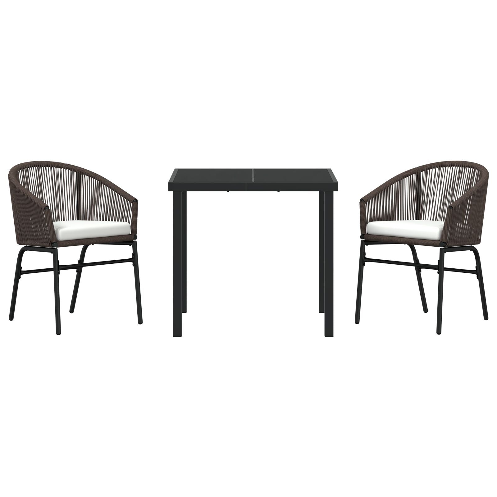 3-Delige Tuin Eetset Bruin Poly Rattan
