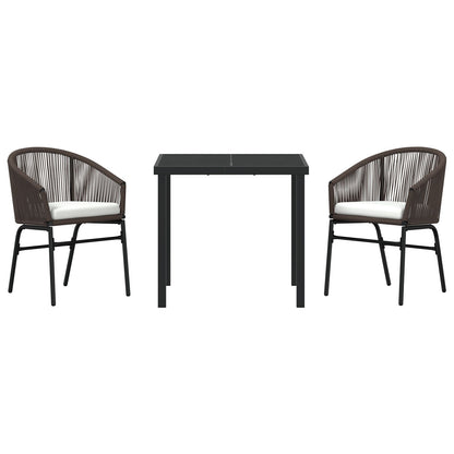 3-Delige Tuin Eetset Bruin Poly Rattan