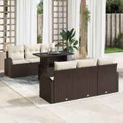 Loungeset poly rotan 7-delig bruin voor 6 personen