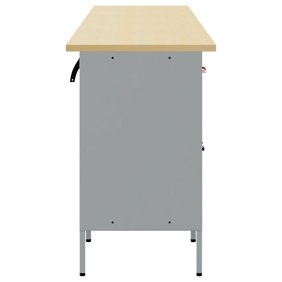 5-Delige Werkcabinet En Hoektafel Set Gelaagd Hout 4x (2x84/2x85 cm) Rood Tafel + 4x kast
