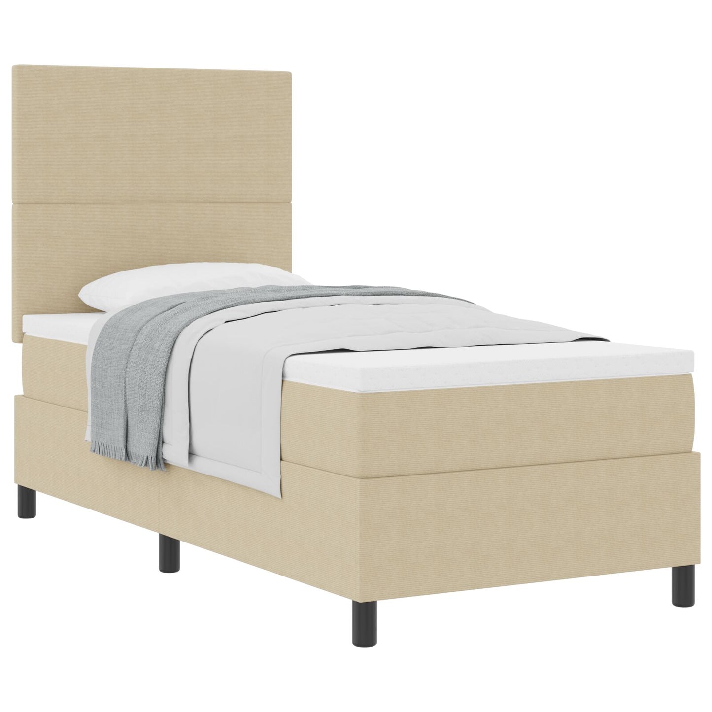 Boxspringbed Met Matras Lichtbeige 80X200 Cm Corduroy Stof