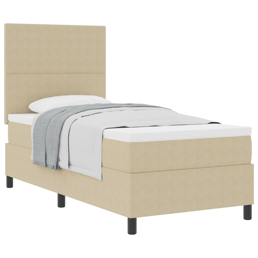 Boxspringbed Met Matras Lichtbeige 80X200 Cm Corduroy Stof