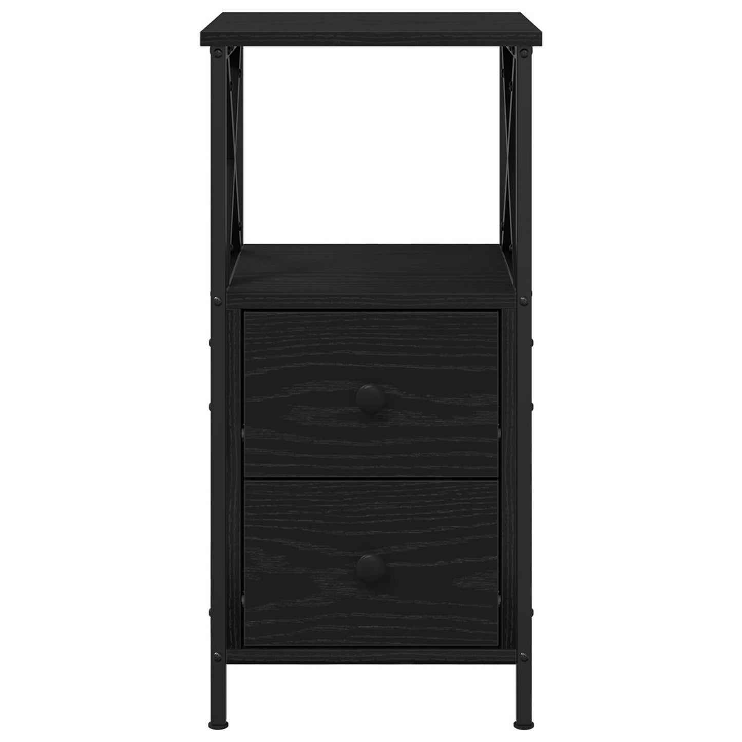 Nachtkastjes 2 Stuks Zwart Eiken 34X35,5X70 Cm Bewerkt Hout