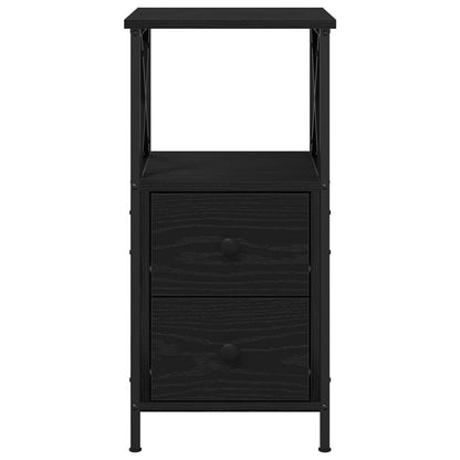 Nachtkastjes 2 Stuks Zwart Eiken 34X35,5X70 Cm Bewerkt Hout