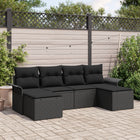 Garden Sofa Set with cushions 6 pcs Black poly rattan