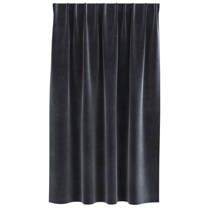 Zwarte Uitvouwgordijnen Met Toplint 2 Stuks Velvet Donkergrijs 140 x 140 cm met ingenaaide tape