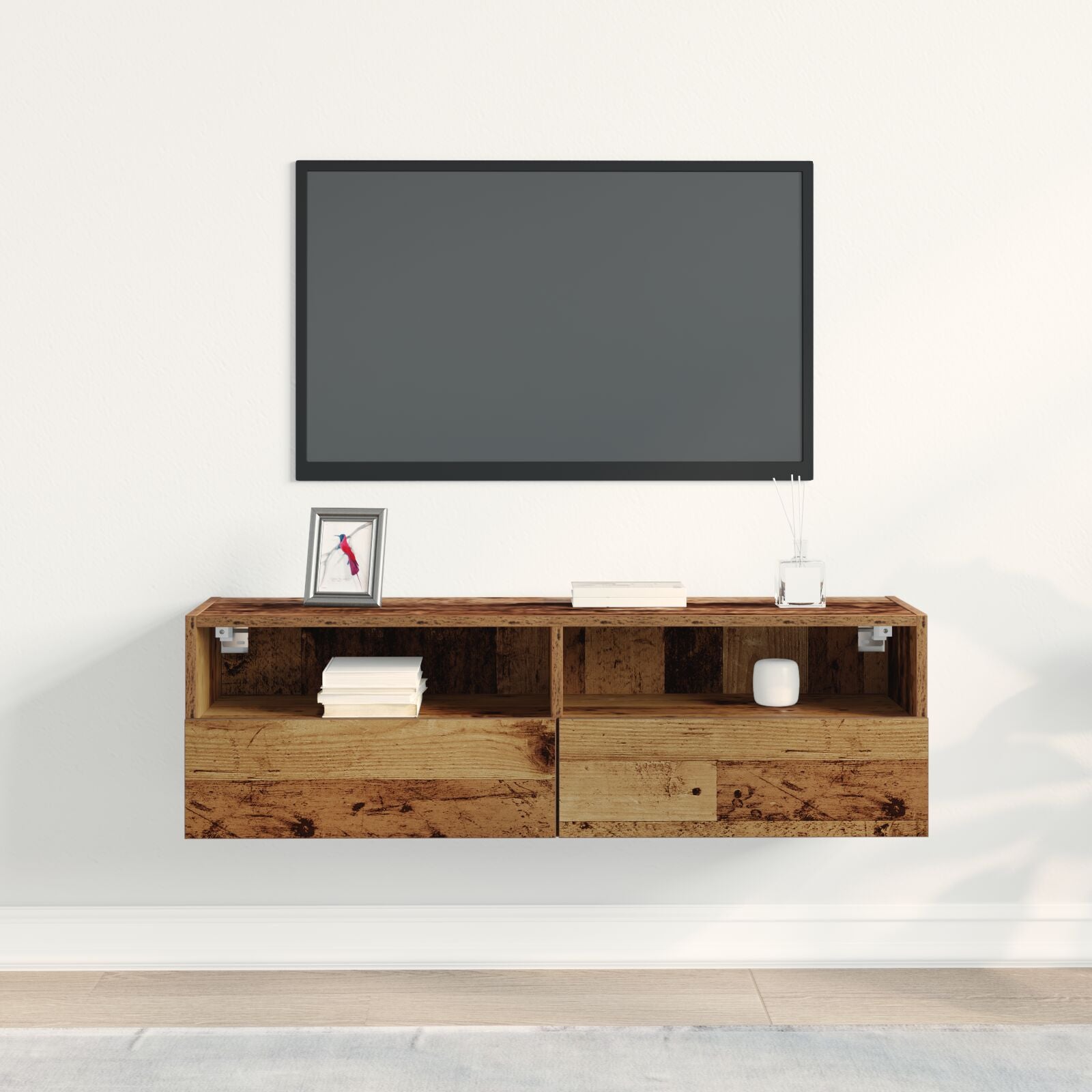 Tv Wandkast Oud Hout Engineered Wood 1 Verweerd hout