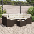 Loungebank set 7-delig polyrattan bruin crème