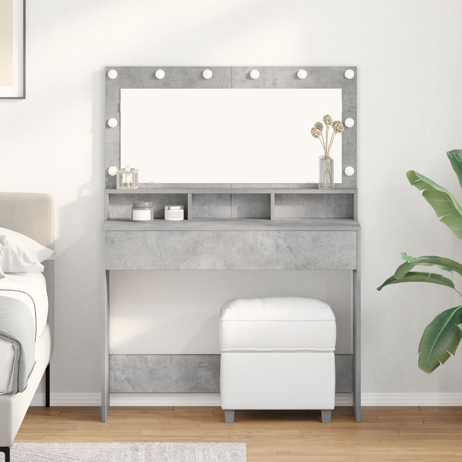 Kaptafel Met Led-Verlichting - Betonnen Grijs - Beton grijs 100 x 41 x 135 cm