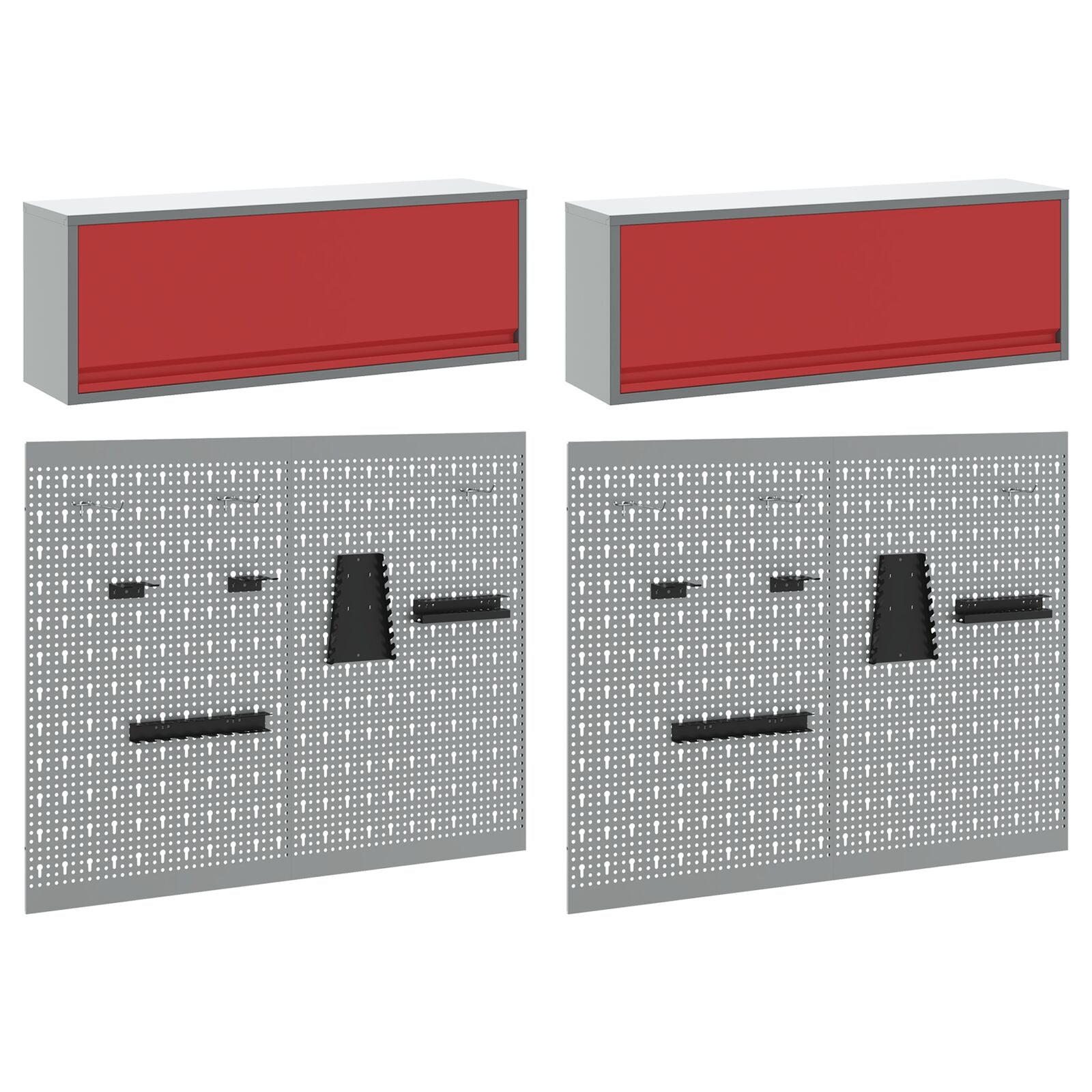 6-Delige Gereedschapskast En Pegboard Set Wandgemonteerd Rode Metaal