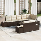 Loungeset poly rattan 8 personen bruin crème