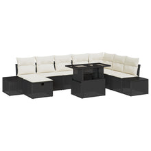 9-Delige Tuin Sofa Set Met Kussens Zwarte Poly Rattan Wit