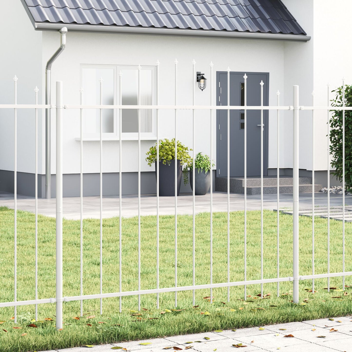 Tuinhek Met Hoepeltop 13,6X1,25 M Staal Wit 13.6 m 100-125 cm