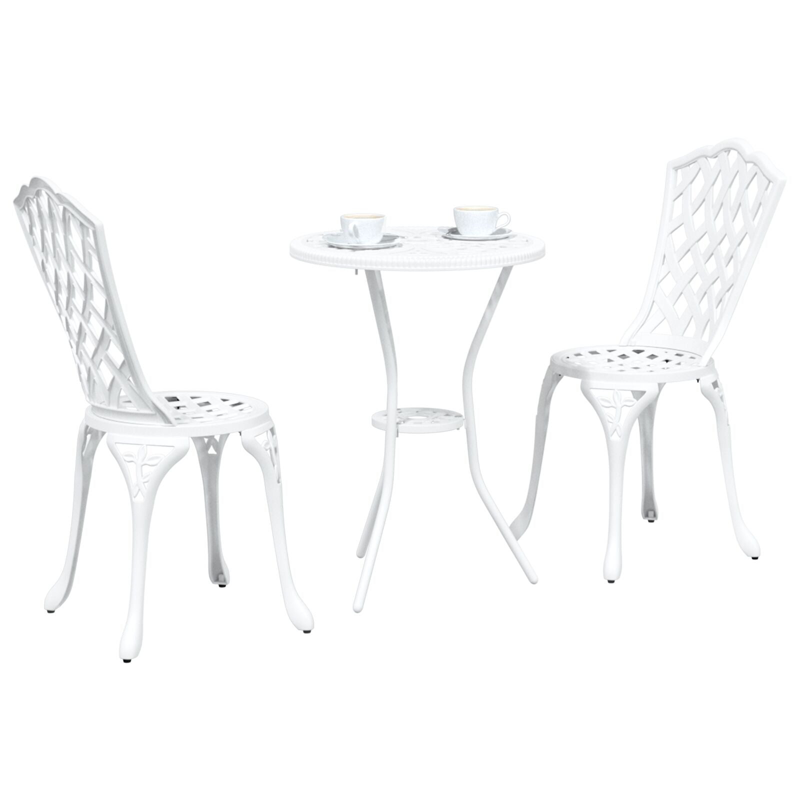 3-Delige Tuin Bistro Set Te Gietaluminium Wit