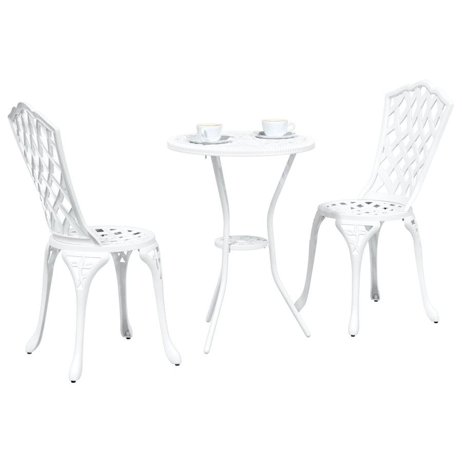 3-Delige Tuin Bistro Set Te Gietaluminium Wit