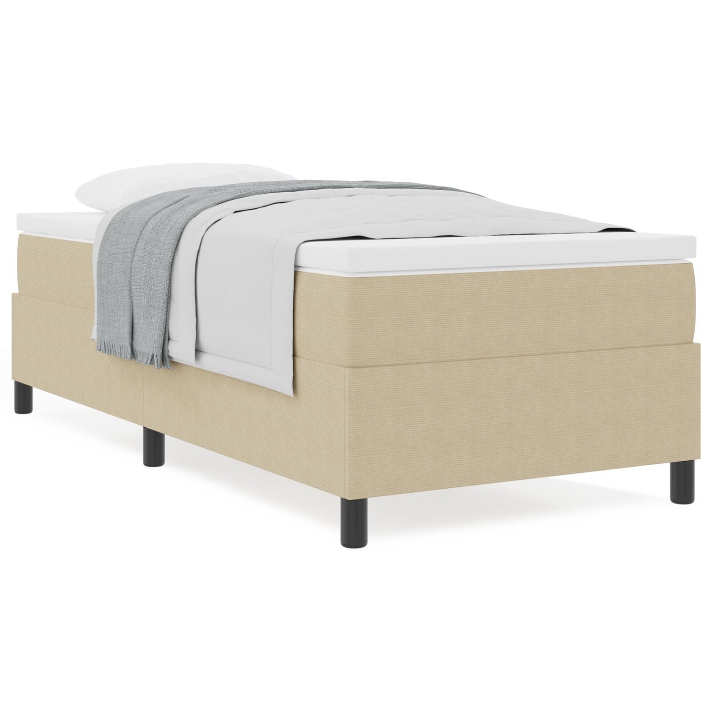 Boxspringbed Met Matras Beige, Wit Corduroy Stof 100 X 200 Cm Bed