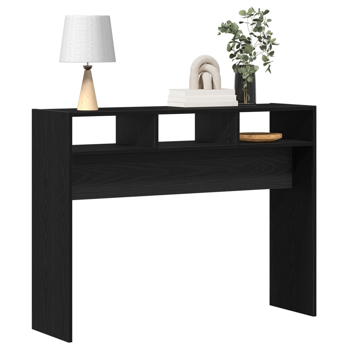 Consoletafel Zwart Eiken 105X30X80 Cm Geengineerd Hout