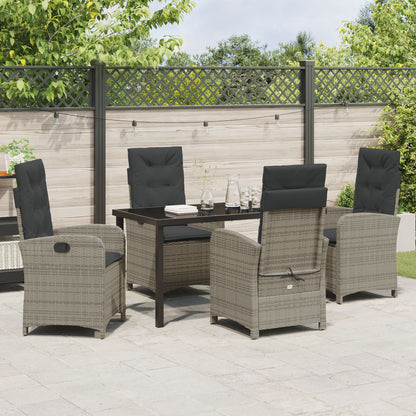 5 Delige Tuin Eetset Met Kussens Grijs Poly Rattan