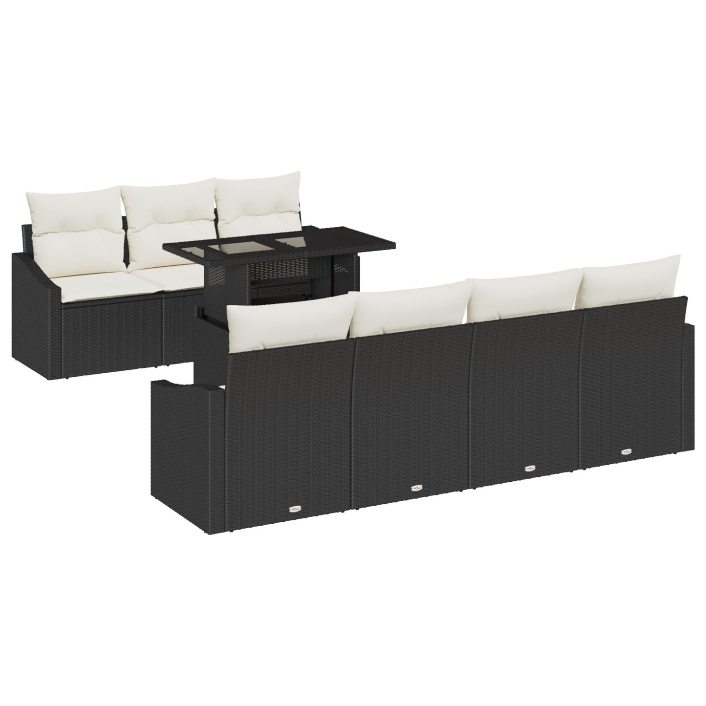 8-Delige Tuin Sofa Set Met Kussens Zwart Poly Riet