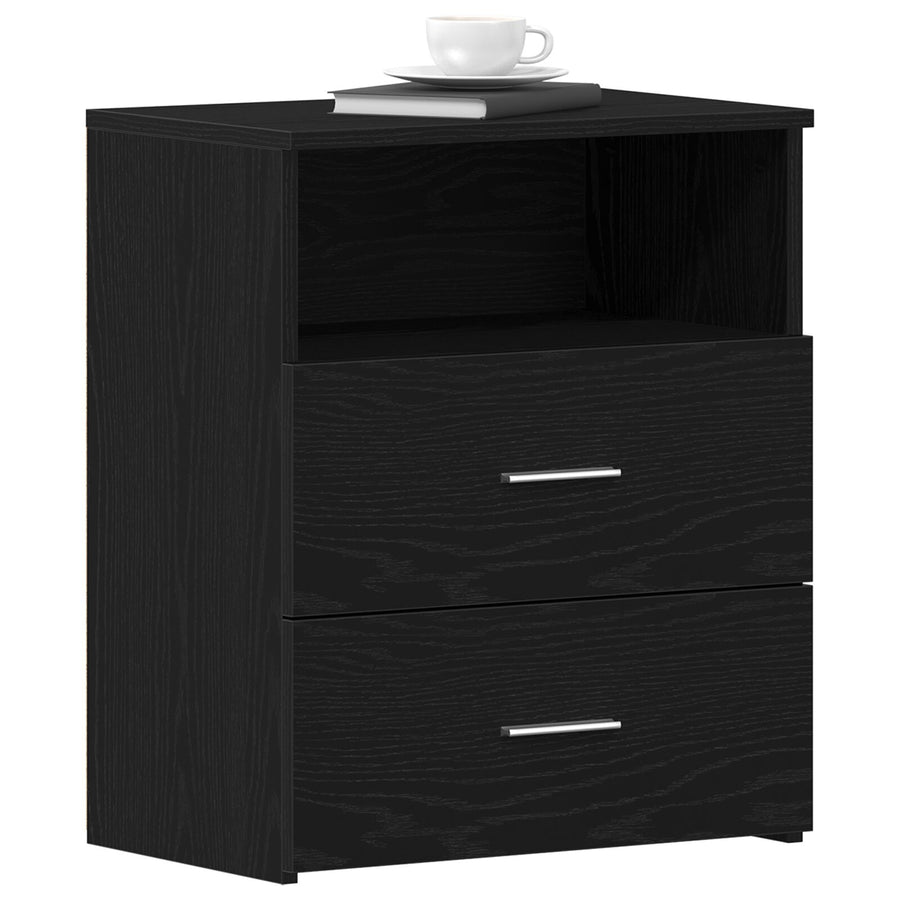 Nachtkastjes 2 Stuks Zwart Eiken 50X32X60Cm Bewerkt Hout