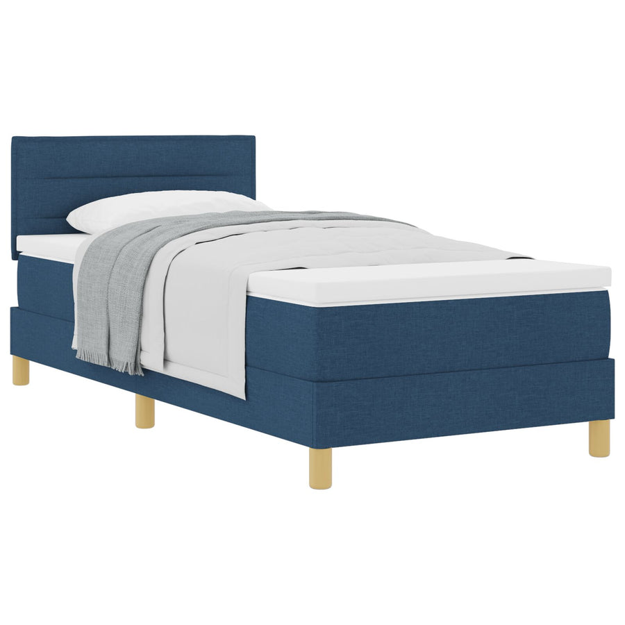 Boxspring Bed Met Matras Stof Blauw 100 x 200 cm Lijnenontwerp