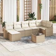 Loungeset polyrattan 8-delig beige