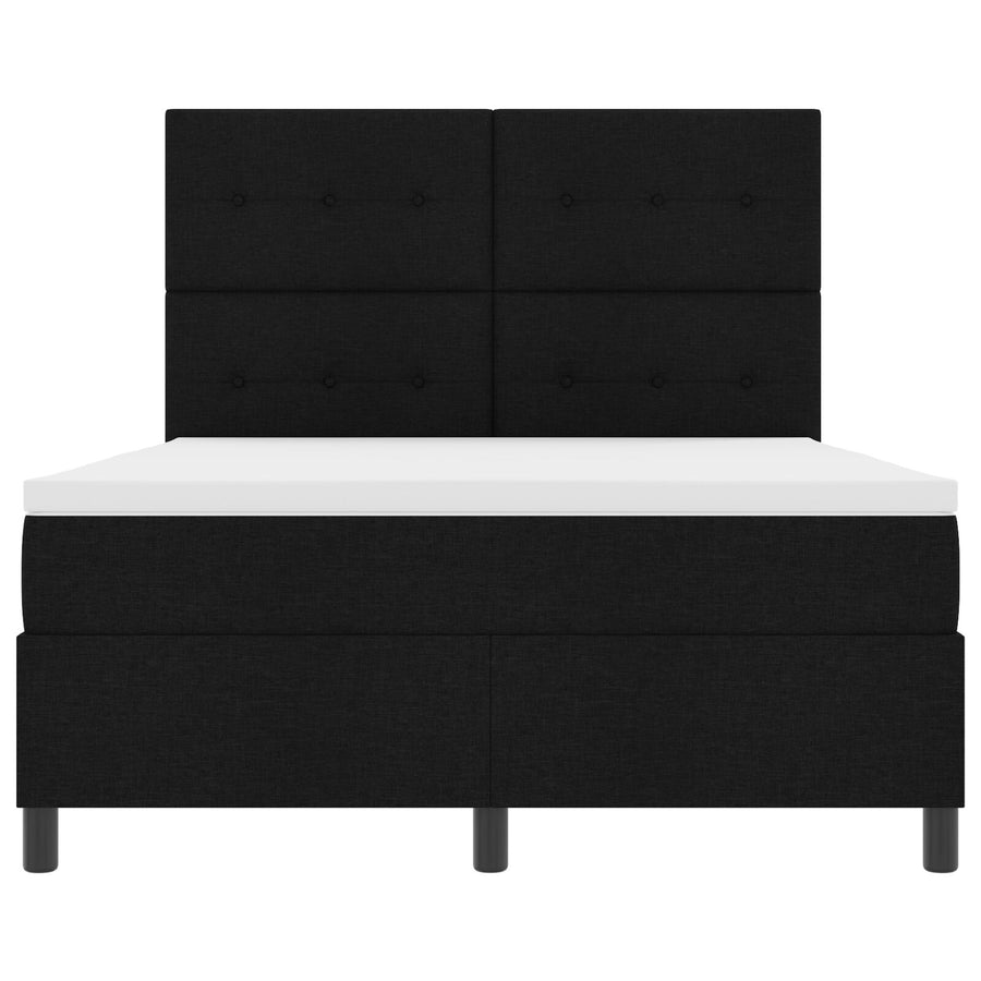 Box Spring Bed Met Matras Stof Zwart 140 x 200 cm Met knopen