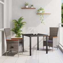 3-Delige Tuin Eetset Met Kussens In Grijze Poly Rattan