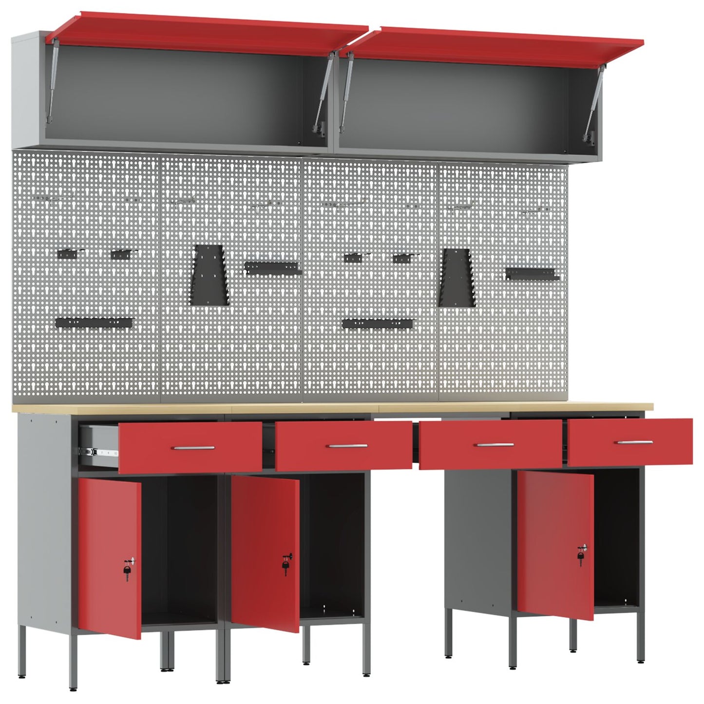 10-Delige Werkbank Set Rood Staal