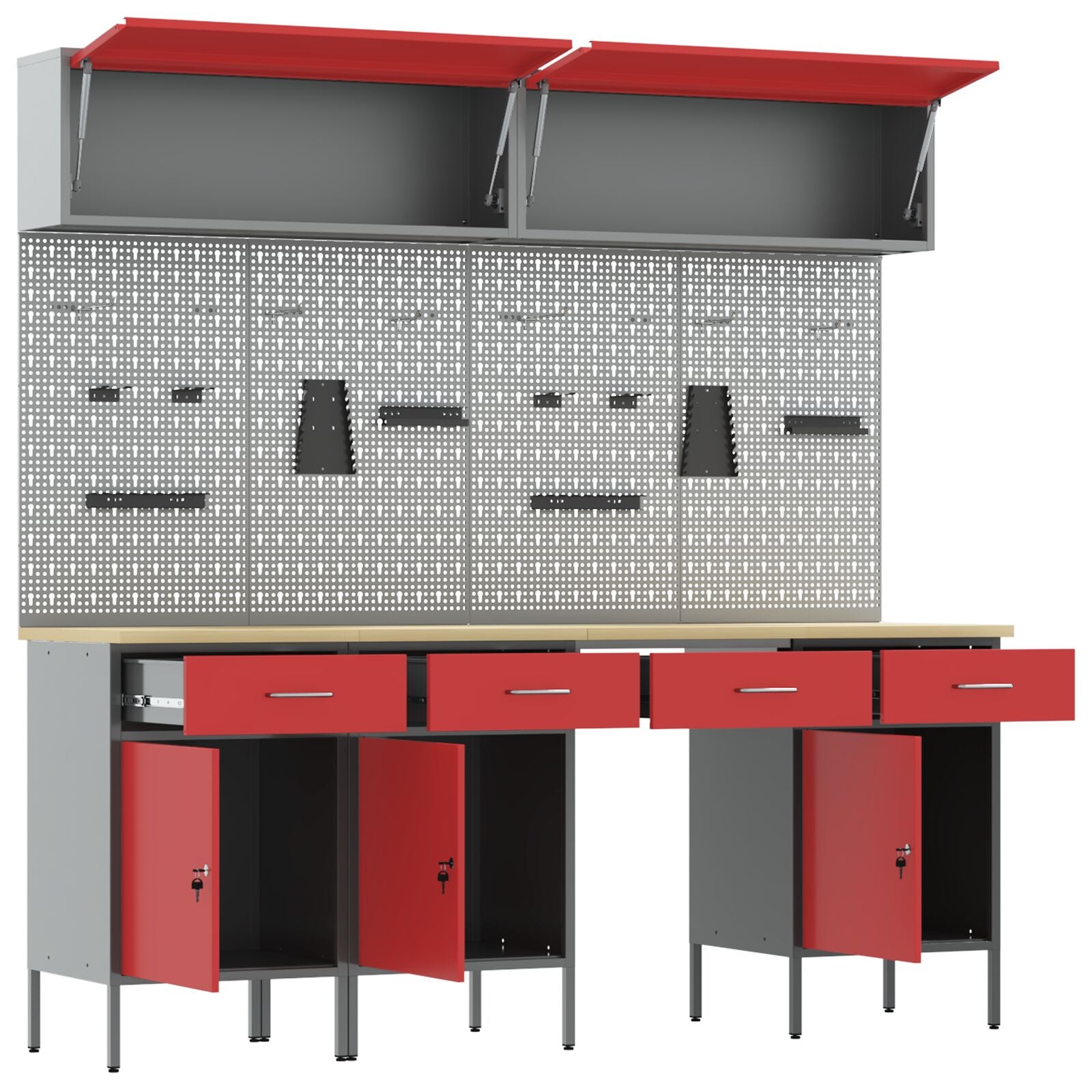 10-Delige Werkbank Set Rood Staal