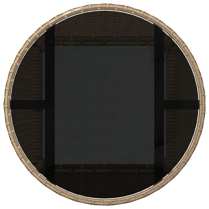 Tuin Eetset Set Van 3 Beige Wicker, Glas Duurzaam Tuin Eetset