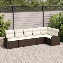6-Delige Tuin Sofa Set Met Kussens Poly Rattan Bruin en crème zonder tafel