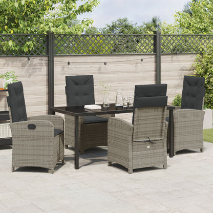 5-Delig Tuin Eetset Met Kussens Grijs Poly Rattan